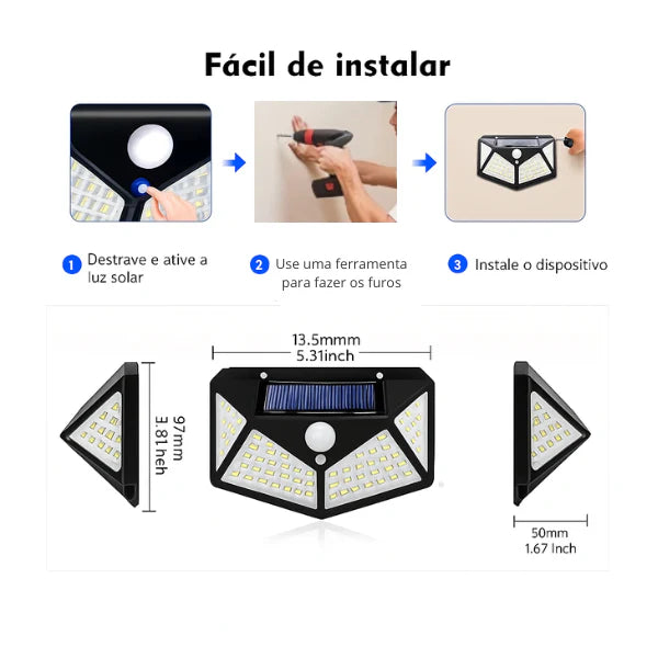 Luminária Led Solar e Controle Remoto - 🔥Queima de Estoque🔥